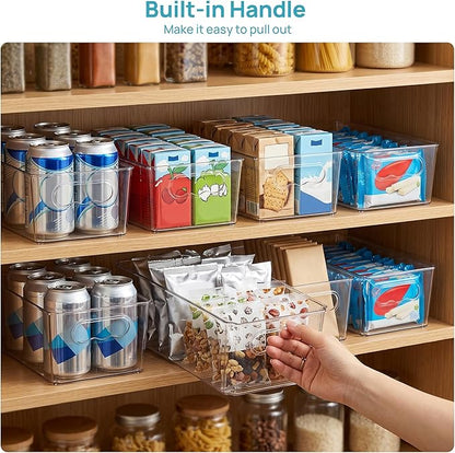 Vtopmart 8pcs Clear Organizers and Storage Bins, Plastic Storage Containers with Handles for Fridge, Freezer, Pantry, Cabinet, Kitchen Organization