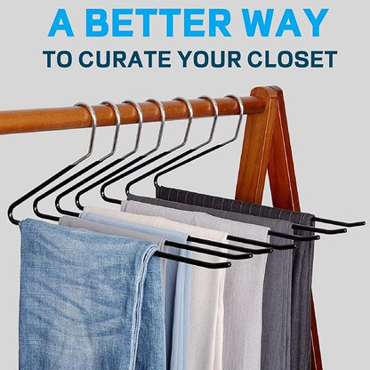 Amber Home 20 Pack Black Metal Pants Hangers, 15" Non-Slip Open Ended Jeans & Trousers Hangers, Space Saving Slacks Hangers for Closet