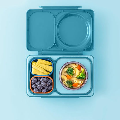 OmieBox UP (2 pack) Leakproof Dips Containers To Go, Salad Dressing Container, Condiment Container with Lids - Food Safe Silicone - 4.5 ounces (Blue/Orange)