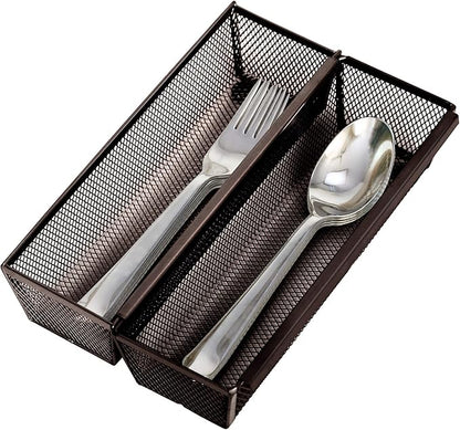 Smart Design Drawer Organizer - Steel Metal Mesh - Set of 6 (9 x 3 Inch, 6-Pack, Bronze)