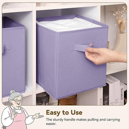 GRANNY SAYS Cube Storage Bins, 11 Inch Cube Storage Organizer, Fabric Collapsible Storage Bins, Durable Storage Cubes for Shelves, Closet, Lavender Purple, 6-Pack