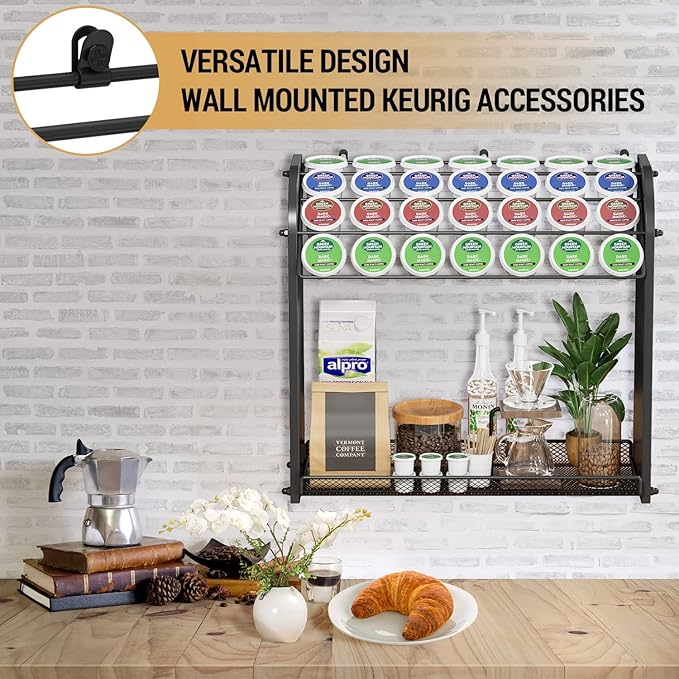 Lixple K Cup Pod Holder for Countertop – Pod Organizer & Coffee Bar Accessory for Home or Office, Easy to Assemble (Black)