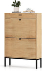 XIAO WEI Shoe Cabinet, Shoe Storage Organizer Cabinet with 2 Flip Wavy Line Drawers, Freestanding Shoe Rack with Adjustable Shelf for Entryway, QH242-1