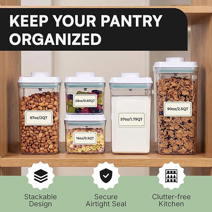 Bop Top Airtight Food Storage Containers with Lid 2 Cups / 16 oz | Kitchen Canister Sets | Air Tight Pantry Container | Pop Top Dry Food Storage Containers for Snacks, Sugar, Flour, Baking, Pasta