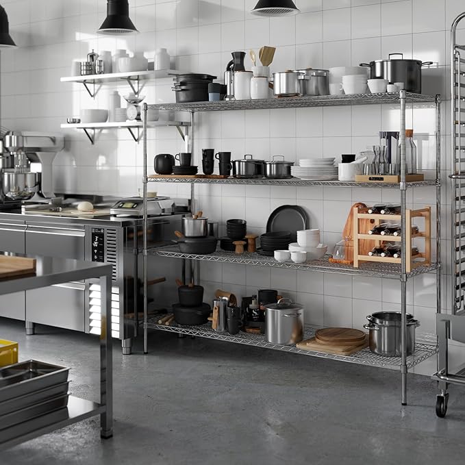 21" Deep x 72" Wide x 64" Height Wire Shelving Kit | 4-Tier | NSF Commercial Storage Rack Unit