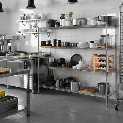 21" Deep x 72" Wide x 64" Height Wire Shelving Kit | 4-Tier | NSF Commercial Storage Rack Unit