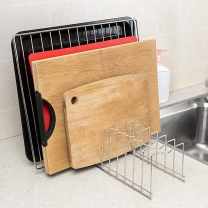Slideep Pot Pan Lid Holder Drying Rack, Bakeware Lid Storage Organizer, Pantry and Cabinet Holder