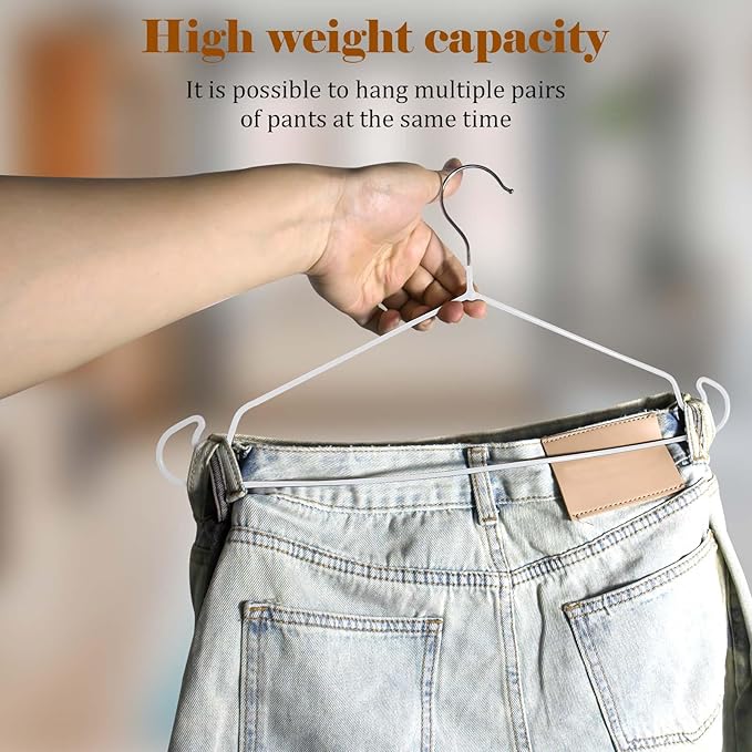 Clothes Hangers 50Pack,White Metal Hangers,15.7'W Space-Saving Shirt Hanger,Non-Slip Heavy Duty Hanger with Deep Shoulder Notches for Dress and Camisole