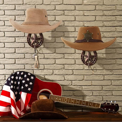 Cowboy Hat Organizer Rack for Wall 4 Pack Metal Cowboy Hat Holder Wall Mounted Iron Western Wall Decor Horseshoe Hat Hanger for Storage and Display at Closet Bedroom Living Room