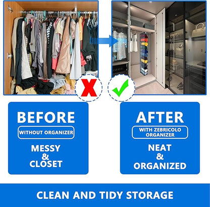 Legging Organizer for Closet Hanging, Legging Storage Bag Can Holds 24 Leggings Jeans or Shirts, Heavy Duty Metal Hooks for Over Door Storage, Wardrobe Clothes Storage