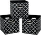 Fabric Cloth Storage Bins,Fabric Cube Organizer with Dual Handles Foldable Cube Storage Baskets for Home Bedroom Storage,Set of 3,(Black light)