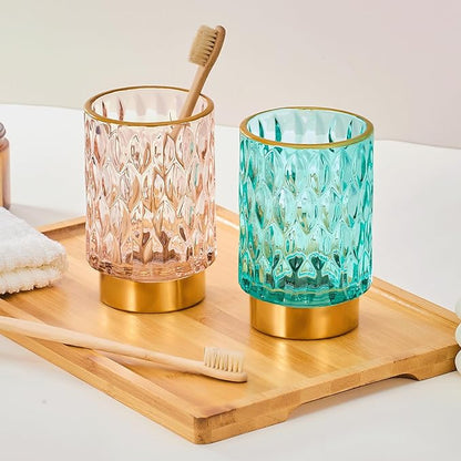 Makeup Brush Holder Organizer,Toothbrush Holders,Desk Pen Pencil Holder,Multifunctional Vintage Glass Brush Cup（A39-6-US）