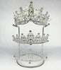 Crown Display 【Electroplating Metal Luster】 Crown Holder Tiara Display 3-Tier Sliver Bridal Crown Display Stand Crown Storage Organizer Jewelry Holder for Women Girls Wedding Home Shop Store