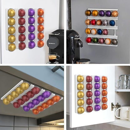 Magnetic Coffee Capsule Holder Compatible with Nespresso VertuoLine – 20-Capsule Storage Organizer with Heavy-Duty Neodymium Magnets, Fridge-Mounted Coffee Pod Storage White