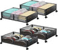 PHINOX Under Bed Storage, Under the Bed Storage Containers with Wheels, Under Bed Shoe Storage Organizer Drawer for Bedroom Clothes Shoes Blankets -4Pack