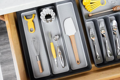 madesmart Classic Utensil Tray - Granite | CLASSIC COLLECTION | 3-Compartments | Kitchen Organizer | Non-slip Lining and Rubber Feet | Easy to Clean | BPA-Free Large