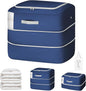 Comforter Storage Bag - 110L Large Capacity Blanket Storage Bags Ultra Space Saving Self Compression Organizer, Washable Compression Bags for Storage Comforter Blanket, 1-Pack, Navy Blue