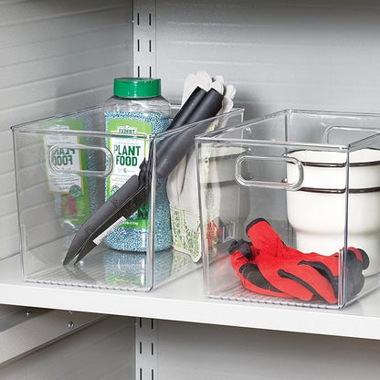 iDesign Storage Bins with Handles - Organizer Bins for Kitchen, Pantry, Bathroom, or Home Office - Set of 2 - Clear
