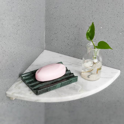 Koville Indian Natural Marble Soap Dish for Shower, Stone Soap Tray for Bathroom, Bar Soap Holder for Sink, Stripe Grooves Saver Sponge Holder Keep Soap Bars Dry Easy Clean (Verde Alpi)