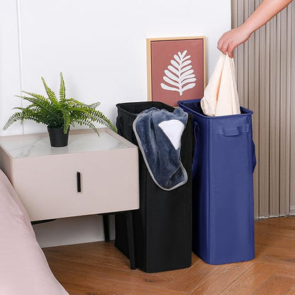 efluky Slim Laundry Basket, Narrow Laundry Hamper with Handles, Collapsible Dirty Clothes Hamper, Tall Laundry Bin for Laundry Room, Dorm and Bedroom, 12.7 Gallons(48L) Blue
