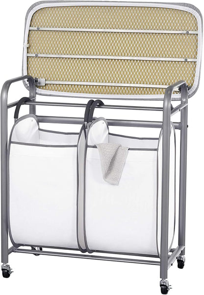 Neatfreak - Laundry Sorter with Ironing Board - 3-in-1 Laundry Basket, Ironing Station & Laundry Folding Table - 2 x Tote Hampers for Laundry, Towels & Bathroom Storage