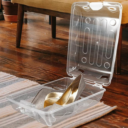 Shoe Storage Box Organizer with Lid, 31.5x21x11cm Thickened Plastic Shoe Container for Closet, Stackable Sneaker and Boot Organizer for Home Storage