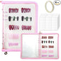 Press On Nail Storage Organizer with 4 Insert Pages - A5 Size Portable False Nail Storage Box for Collecting and Organizing Tips with Tape and Zipper Pocket (Pink)