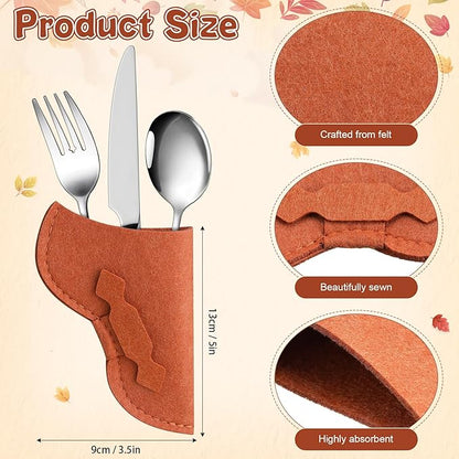 50 Pieces Cowboy Holster Silverware Holders Felt Western Party Tableware Supplies Cutlery Sleeve Knife and Fork Holder Vintage Utensil Holders for Western Rodeo Party Favors