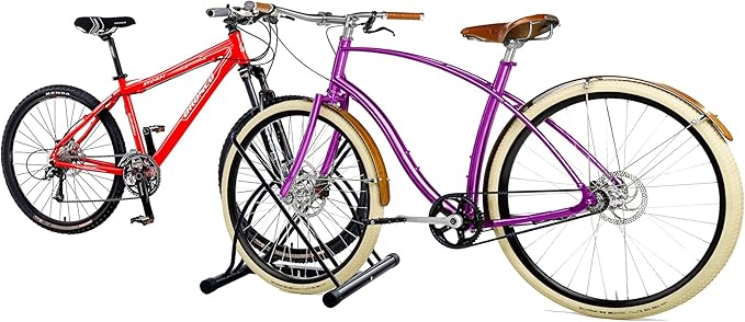 Bike Rack – Dual Bicycle Stand for Mountain, Road, or Kid’s Bikes – Indoor or Outdoor Steel Bicycle Storage – Tire Rack for Truck by RAD Cycle