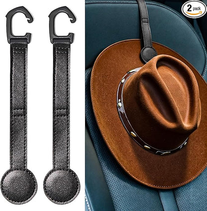 2 Pack Cowboy Hat Hanger for Car, Magnetic Hat Holder for Truck, Jeep, SUV, Headrest Hook Organizer for Caps, Keys, Sunglasses, Bags (Black) (2)