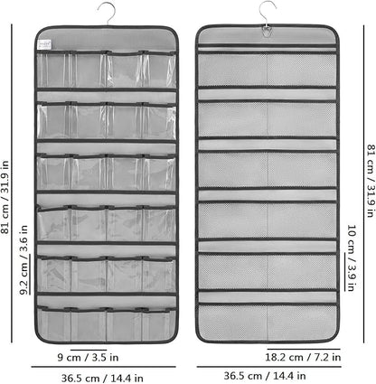 Dual-sided Hanging Baby Shoes Organizer Closet Toddler Shoe Storage Holder for Kids Bow Socks Underwear (GREY)