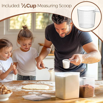 ComSaf Flour Sugar Storage Containers Set of 3 (5.2L/5.5Qt) (2.5L/2.6Qt*2), Large Airtight Food Storage Containers with Lids, Plastic Canisters Sets for Kitchen, Pantry Organizers for Rice and Baking