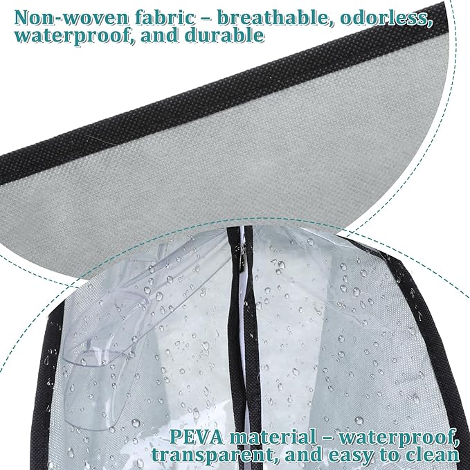 3 Packs 10" Gusseted Garment Bags for Hanging Clothes 60" Suit Bags for Closet Storage Side Clear Dress Bag Long Closet Waterproof Garment Covers for Closets Wardrobe Storage Traveling, Grey