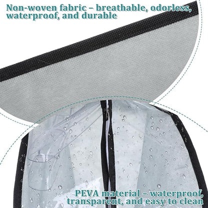3 Packs 10" Gusseted Garment Bags for Hanging Clothes 60" Suit Bags for Closet Storage Side Clear Dress Bag Long Closet Waterproof Garment Covers for Closets Wardrobe Storage Traveling, Grey