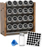 NESAPTO Spice Rack Organizer with 20 Glass Spice Jars, Wood 4-Tier Seasoning Organizer with Labels for Cabinet, Pantry, Countertop or Wall Mount, Chalk Marker and Funnel Set, 10.3" W × 9.4" H