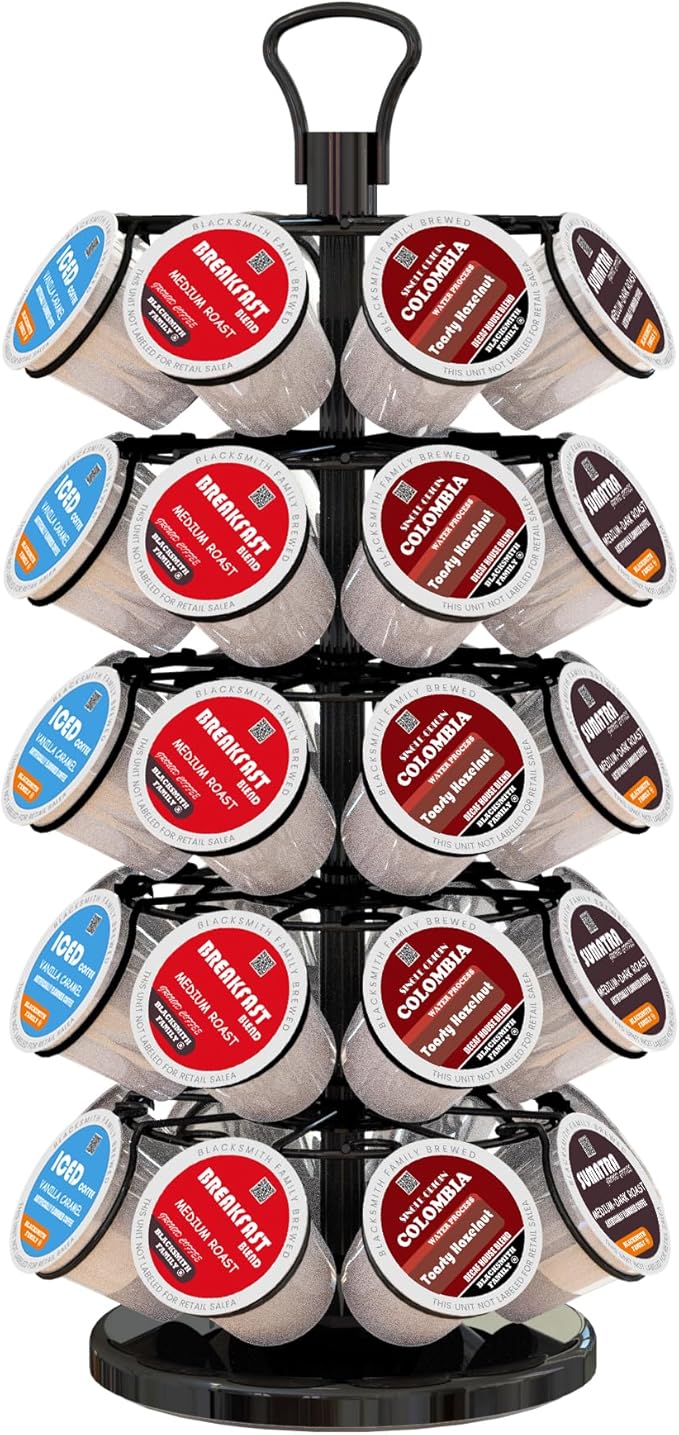 BLACKSMITH FAMILY 40 Pods Capacity Very Easy Assembly K Cup Holders,K Cup Holder, K Cups Holder,K Cup Carousel, Coffee Pods Holder Storage Organizer Stand