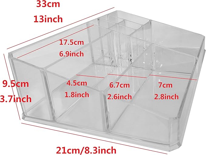 Kamay's XL Wide Thick Transparent Acrylic Makeup Organizer Tray Cosmetic Holder Display Case Desktop Storage Holder Lipstick Makeup Brush Nail polish Essential oil Holder (SF-1302)