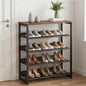 Garden 4 you Shoe Rack for Entryway 5 Tiers 11.8" D x 29" W x 36.5" H, Metal Shoe Rocks with Brown Wooden Tabletop, Angled Shoes Rack with Adjustable Mesh Shelves for Entryway Hallway Closet