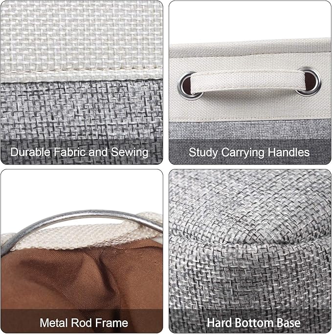 Foldable Storage Bin Collapsible Basket 12" x 10" x 9.5" Cube Storage Organizer Bins with Dual Carry Handles for Home Closet Shelves Drawers Organizer, Set of 3, Grey