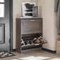 Haotian Shoe Cabinet Storage for Entryway, Narrow Shoe Cabinet with Two Flip Drawers to Save Space, Shoe Rack Cabinet for Front Door Entrance Hallway (Brown)