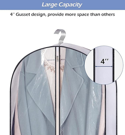 SLEEPING LAMB 60" Gusseted Garment Bags for Closet Storage Clear Dress Bag Hanging Clothes Storage for Long Gowns, Coats, Sweaters, 2 Packs