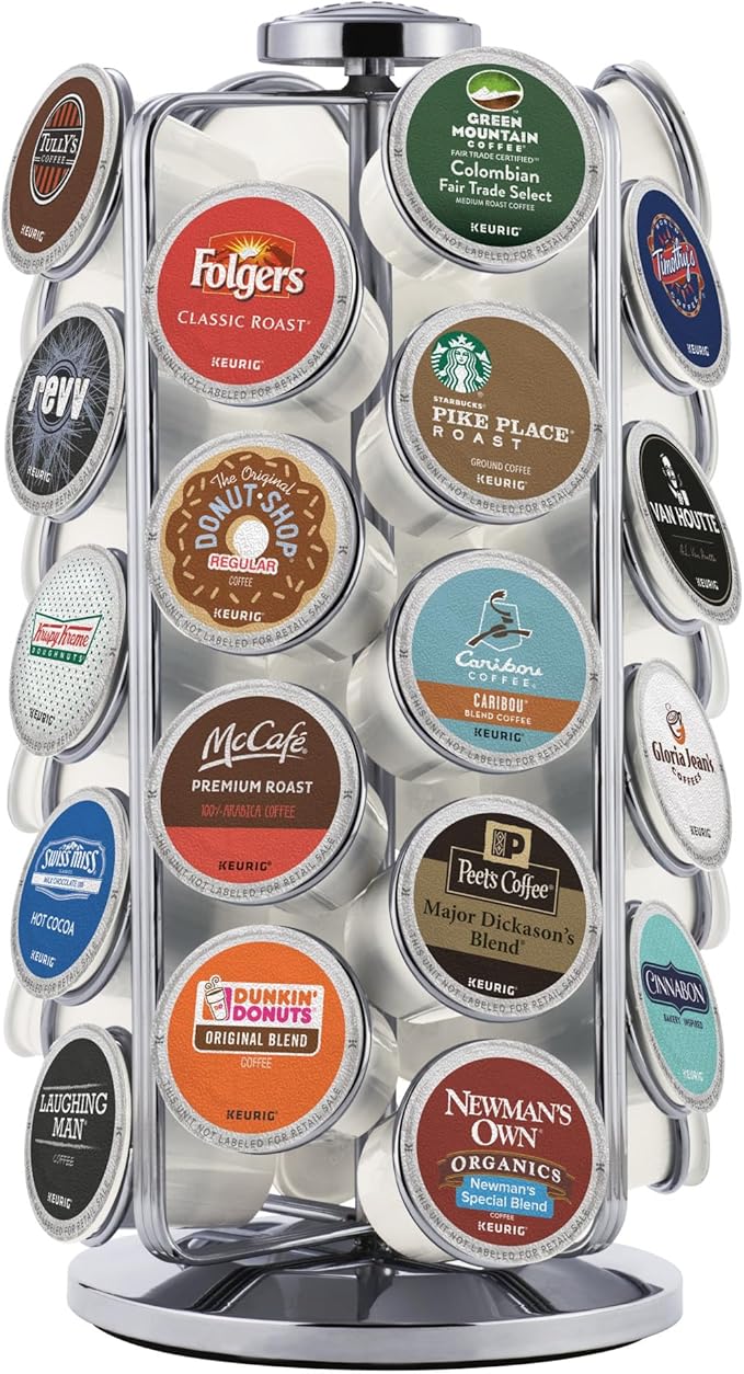 Keurig Storage Carousel, Coffee Pod Storage, Holds up to 36 Keurig K-Cup Pods, Silver