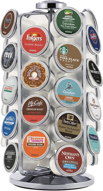 Keurig Storage Carousel, Coffee Pod Storage, Holds up to 36 Keurig K-Cup Pods, Silver
