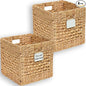2 Pcs Storage Baskets For Shelves, 12 Inch Cube Organizer Bins, Water Hyacinth Wicker Basket For Blankets, Woven Basket, Foldable Hyacinth Storage Baskets For Organizing Bathroom, Bedroom, Laundry