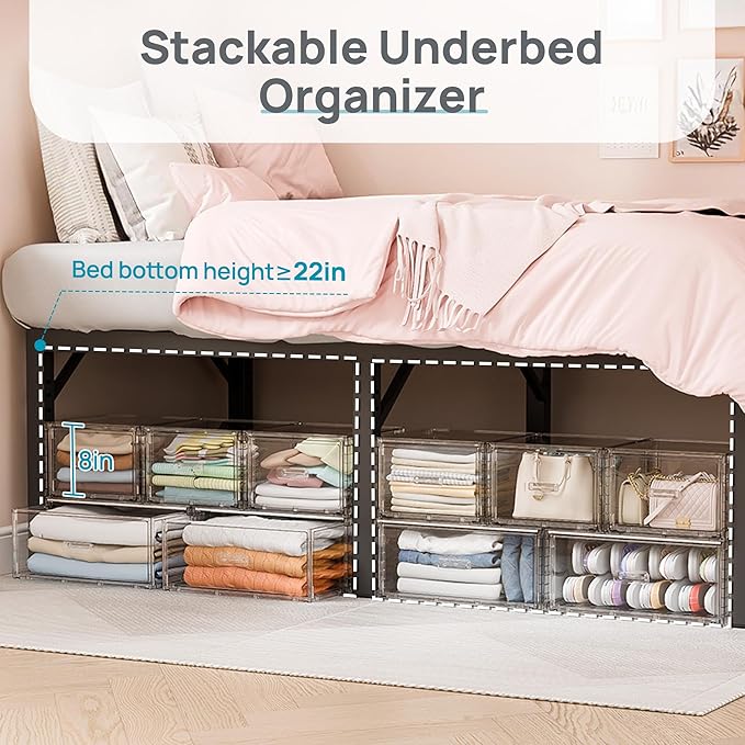 Vtopmart 5 Pack Large & Medium Stackable Drawer Organizer Set, 108QT Easy Assembly Clear Plastic Storage Cabinet, Durable Dresser for Closet, Bedroom, Entryway, Playroom & Apartment Organization