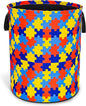 Autism Awareness Laundry Basket Colorful Puzzle Foldable Oxford Cloth Funny Tote Bag Laundry Hamper Clothes Storage Bucket Organizer For Bathroom/Laundry Storage/Bedroom 17.7x13.7 Inch