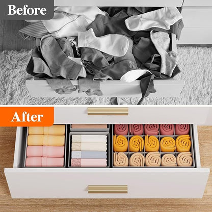 Lifewit Underwear Drawer Organizer for Closet 8 Pack, 3 Sizes Dresser Organizer Dividers, Deep Fabric Foldable Drawer Storage Organizer Bins for Clothes, Sock, Bra, Lingerie, Undies