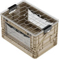SIDIO Full-Size Collapsible Crate - Heavy Duty Stackable Storage Bin with Lid & 2 Short-Ways Dividers, Durable Plastic Organizer for Home, Office, Garage & Outdoor Use (Tan)