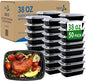 38oz Heavy Duty Meal Prep Containers with Lids, APSIC 50 Sets 1-Compartment Disposable Plastic To Go Containers, BPA Free Microwave Safe Take Out Food Storage Box for Lunch Leftover Freezer Dishwasher