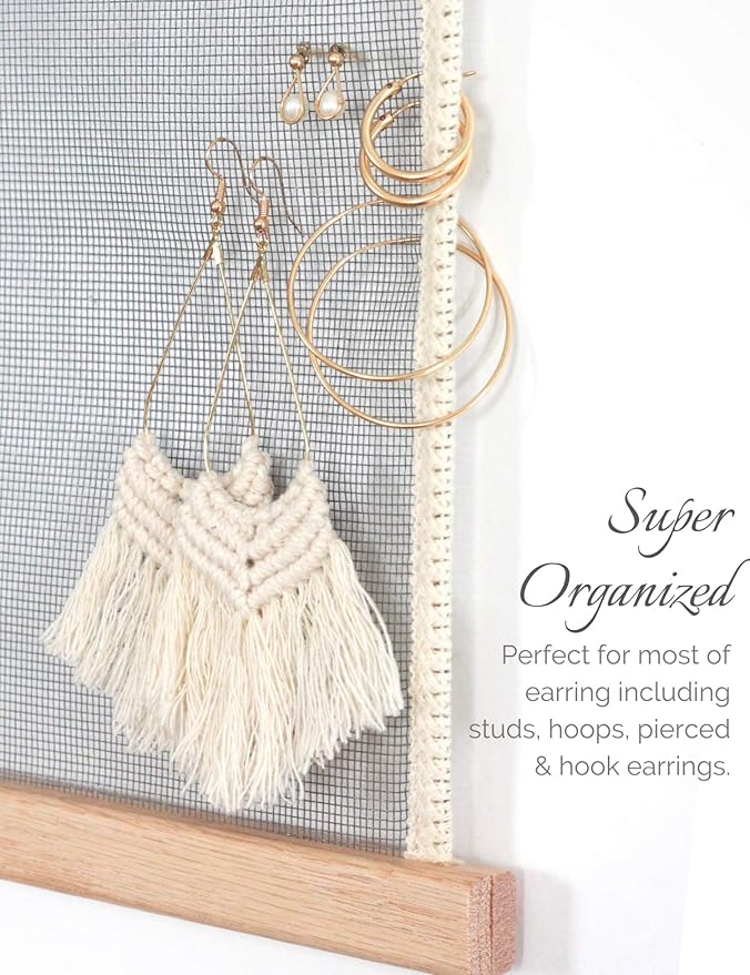 Heesch Earring Organizer Holder Display Wall Mount Hanging Jewelry Stud Earrings Necklaces Holder for Women Girls Hair Clips Hanger